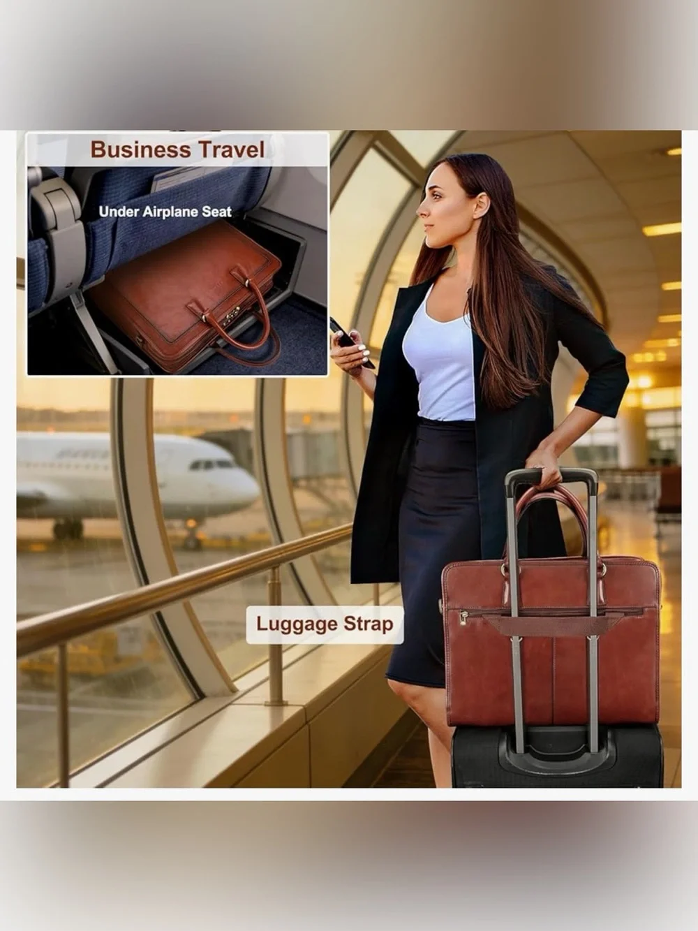 Banuce Italian Chest Nuts Full Grain Leather Multi-purpose Briefcase for Women